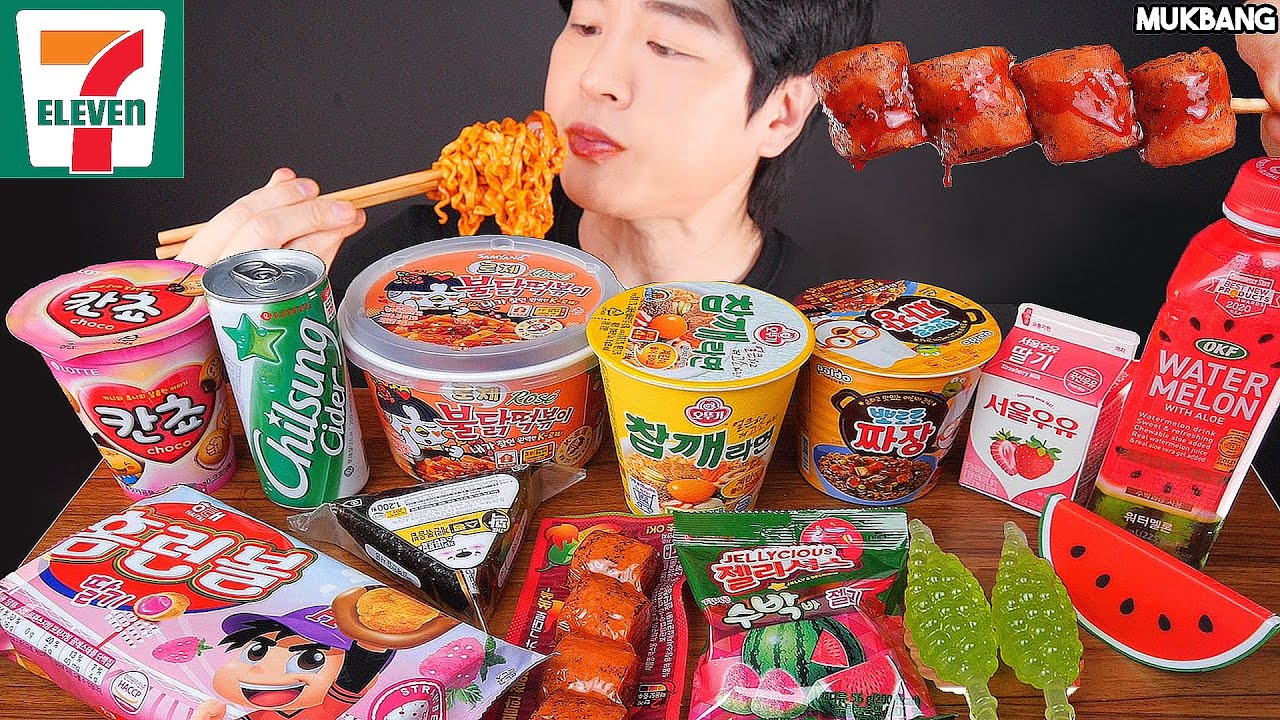 продукты из круглосуточного магазина, лапша, арбузные десерты, колбаса CONVENIENCE STORE FOOD