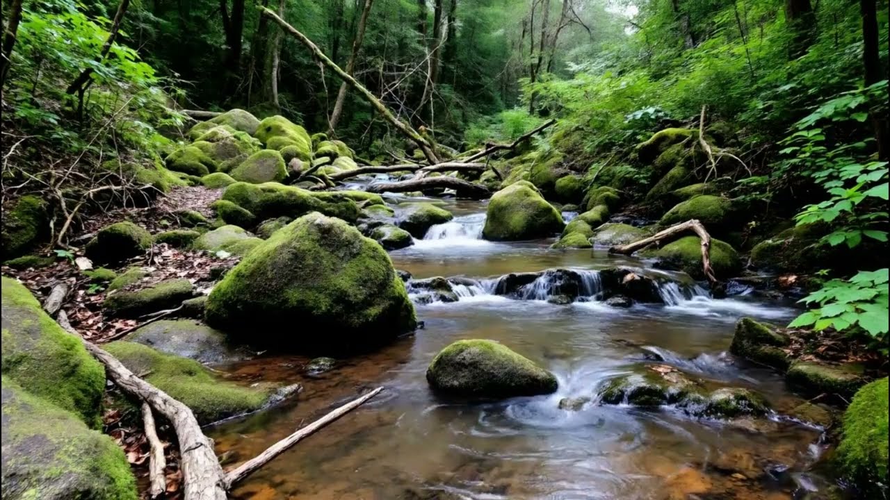 Calming Creek Water Sounds in a Lush Forest | No Music