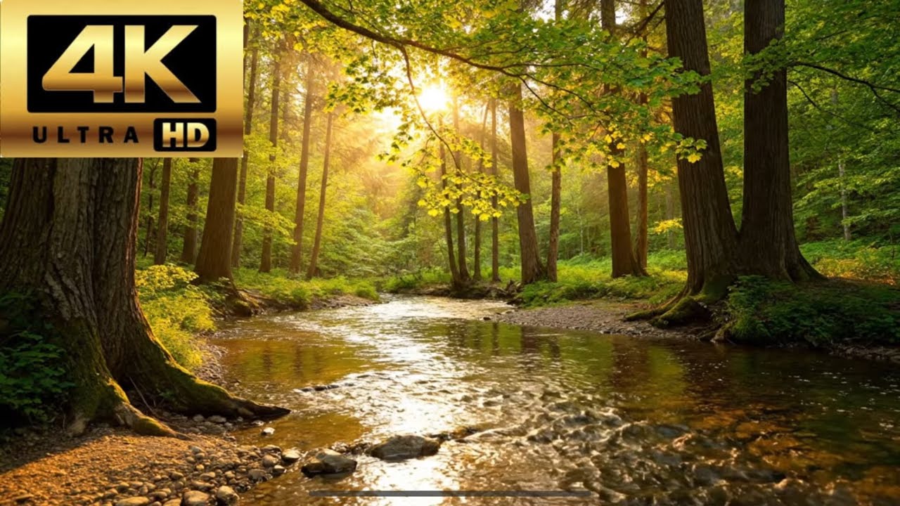 Forest Creek at Dawn 🌲🌅 | Peaceful Morning Nature Ambience • 4K 1 Hour