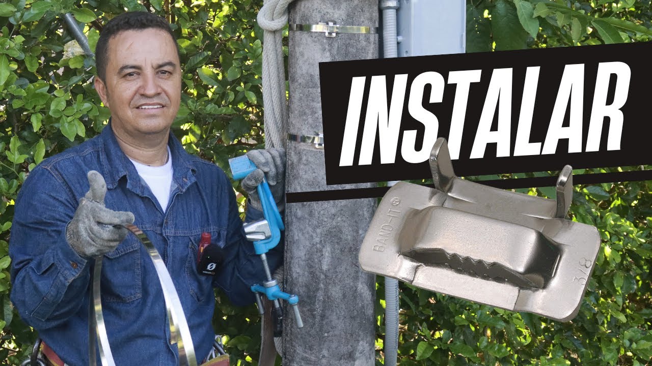 Como Instalar Amarres en un Poste (Cinta bandi y Suncho)