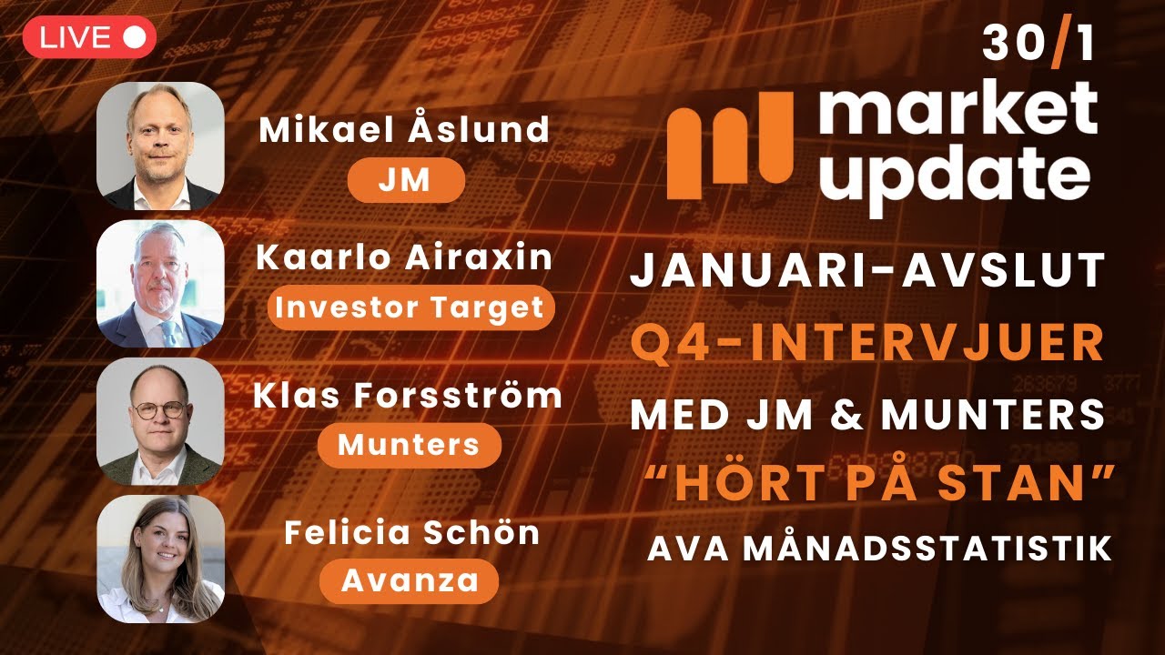 Januari-avslut i fullspäckat avsnitt! Q4-intervju med JM & Munters, med mera! | Market Update 30/1