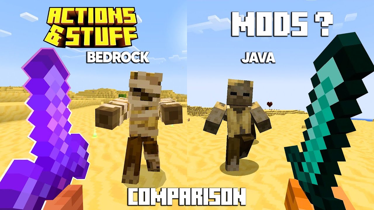 Minecraft Actions & Stuff Java Vs Bedrock COMPARISON (mods)