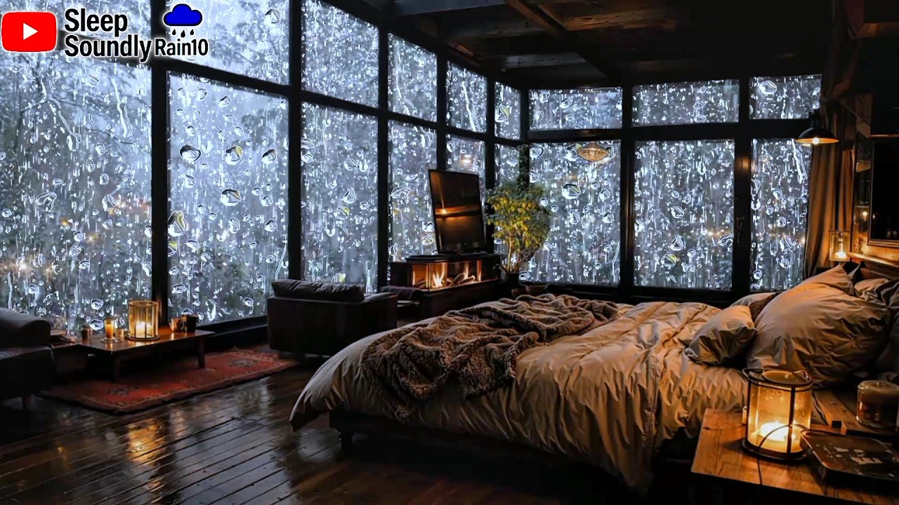 Sleep Immediately - Intense Rain and Explosive Thunder on Window for Deep Rest, Relax