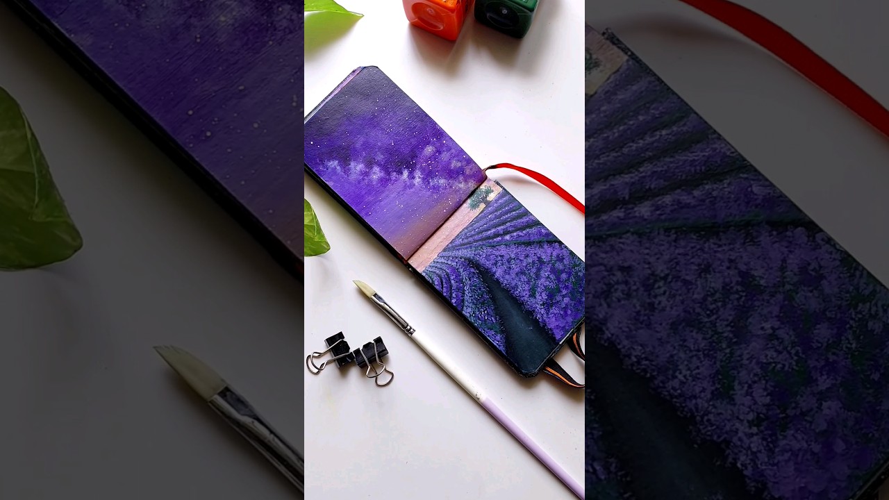 Lavender field Acrylic painting | #satisfying #aesthetic #ytshorts #shortsviral #acrylicpainting
