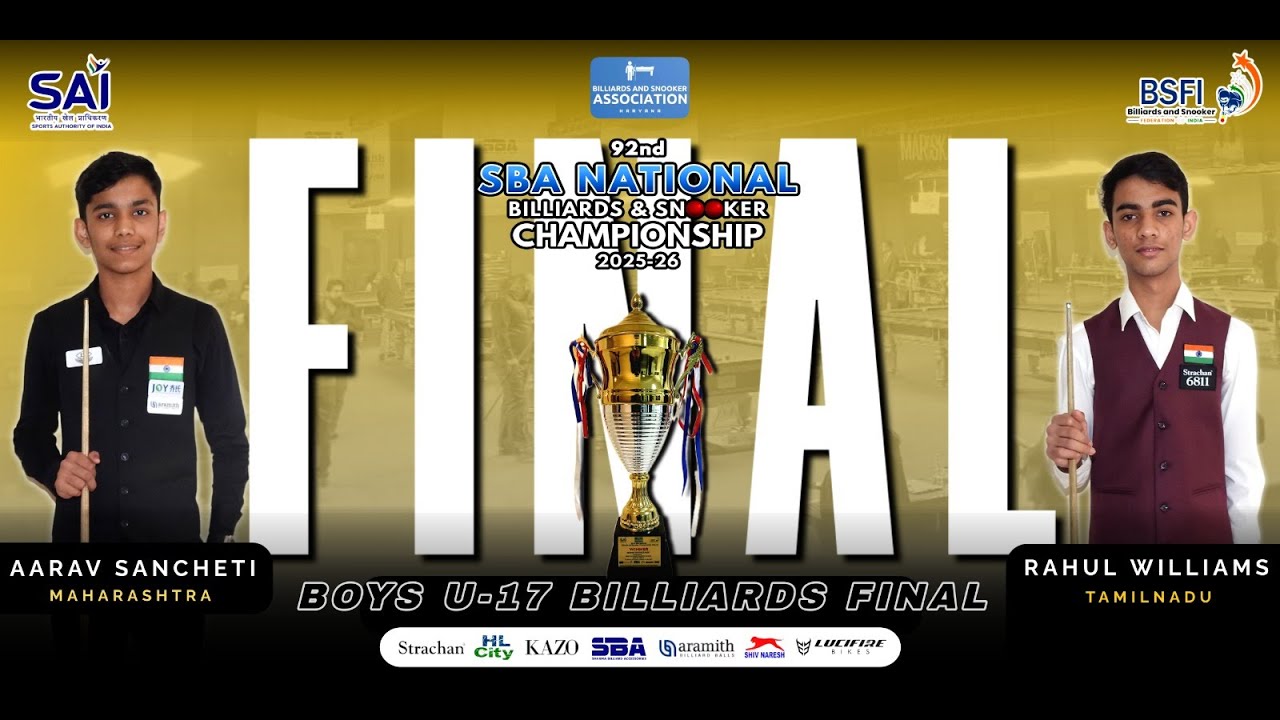 AARAV SANCHETI VS RAHUL WILLIAMS |JR-FINAL| 92nd SBA National Billiards& Snooker Championship2025–26