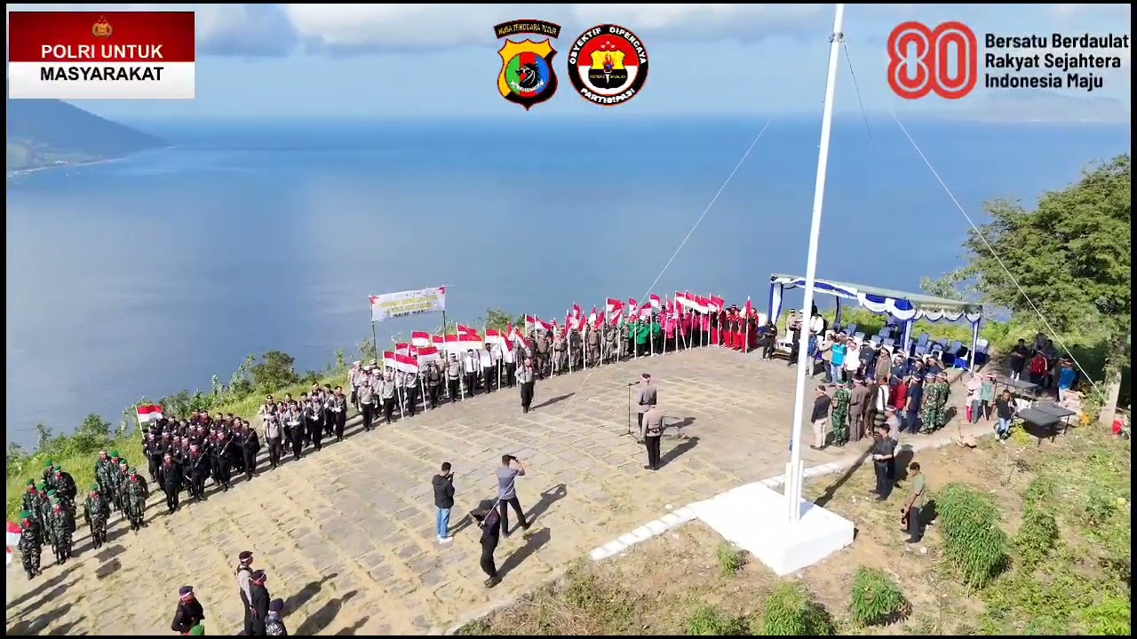 Polres Ende - Polda NTT Pengibaran Bendera Merah Putih Raksasa Di Puncak Bukit Kezimara | 16-8-2025