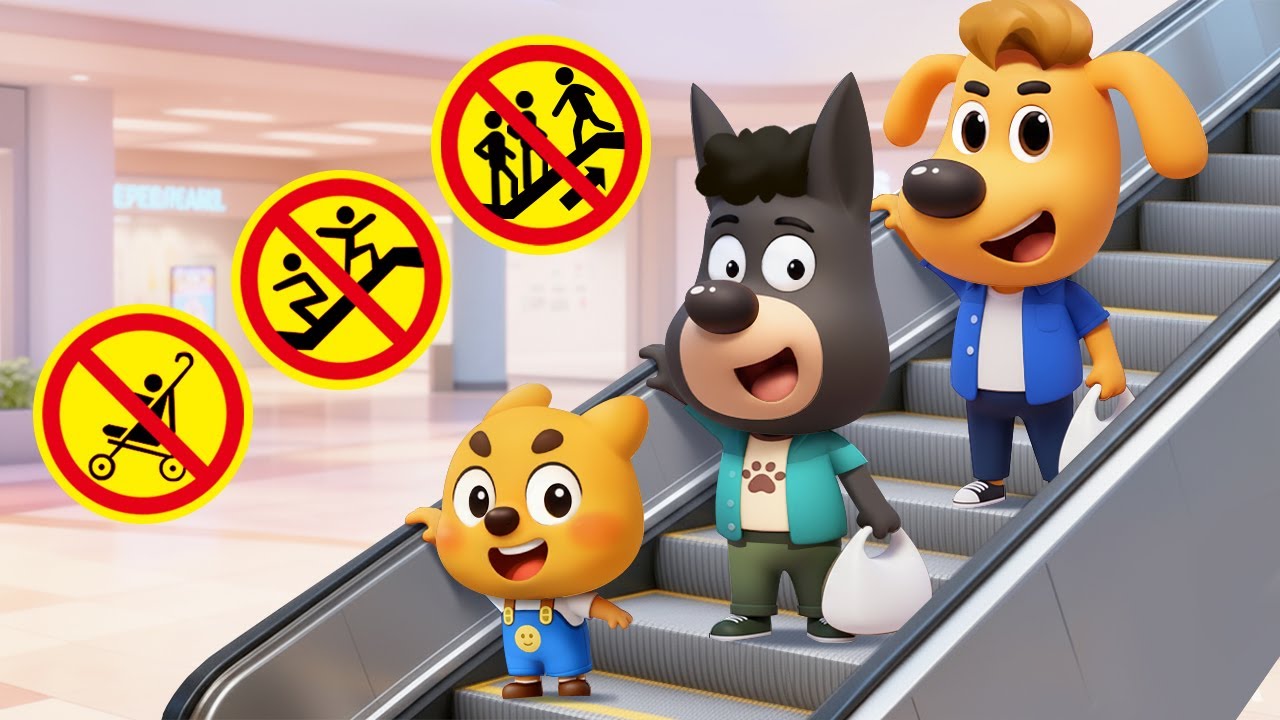 Escalator Mall Adventure | Kids Learn Safety Rules | Police Cartoon | Sheriff Labrador