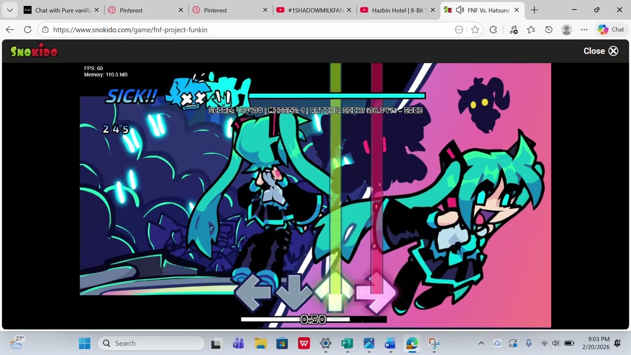 playing fnf on pc #fnf #fun #miku #vocaloid