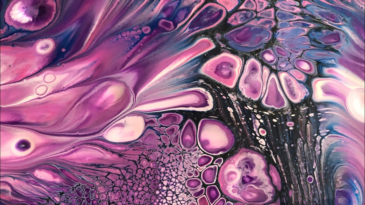 Acrylic pouring/fluid artwork, best ever split Gemini pour and balloon rolling and kissing