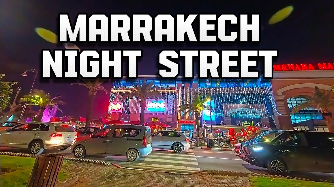 Night Walking Tour in Marrakech 4K | Natural City Sounds