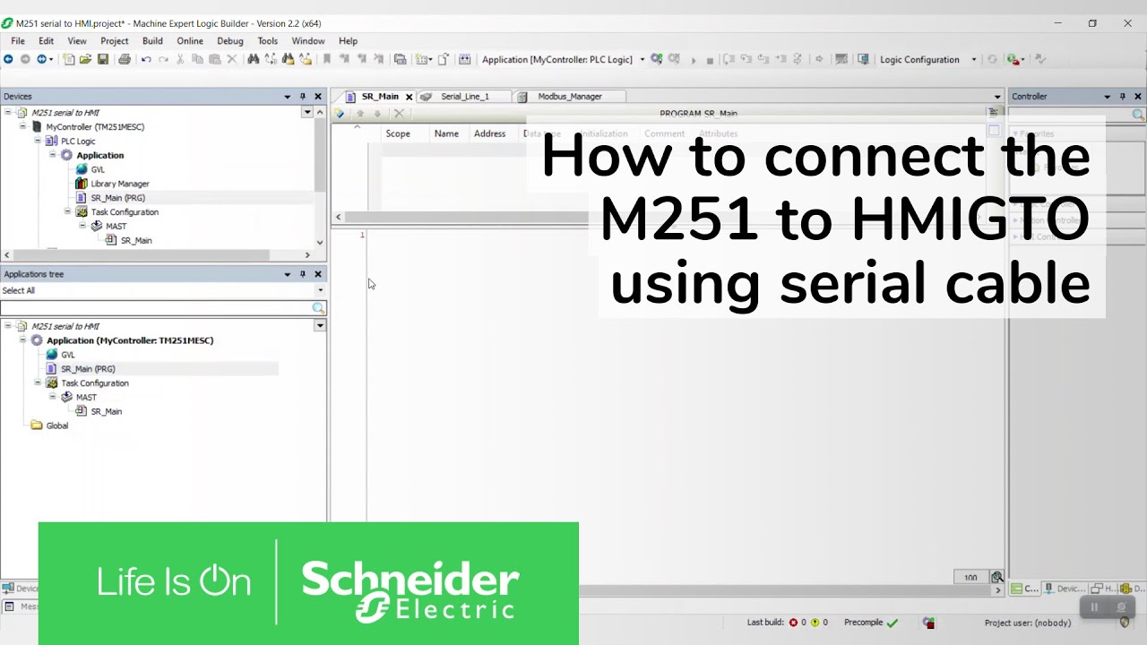Schneider M251 PLC serial communication to HMIGTO | Schneider Electric