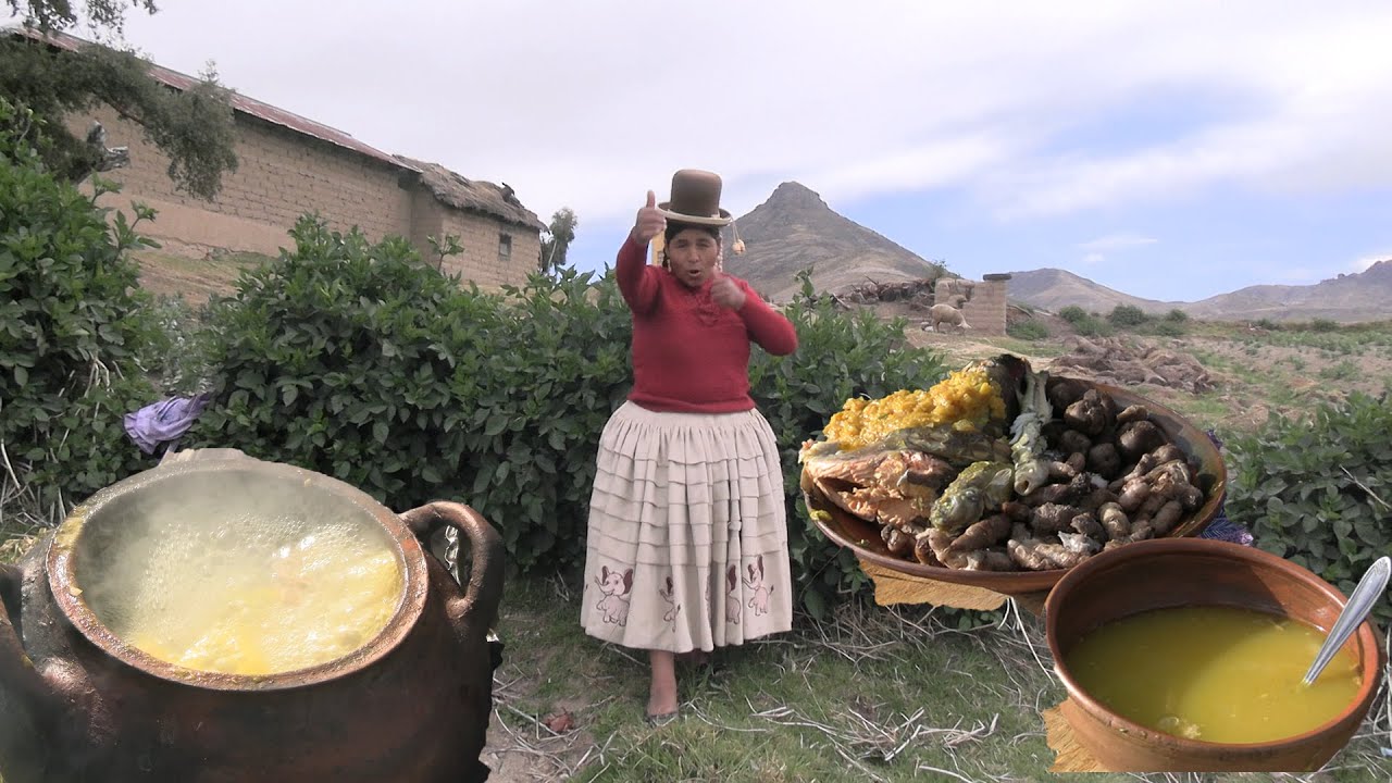 COCINANDO TIMPU DE TRUCHA EN EL CAMPO AL AIRE LIBRE -  COCINA CON MAMILA