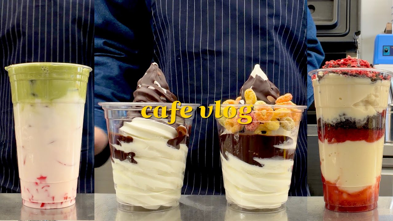 요거트아이스크림에 쪼꼬쉘은 필수? 🍫🍦 / 빽다방알바 브이로그  / 카페브이로그 / 주말 카페알바
