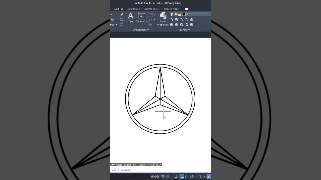 Mercedes-Benz Logo Design with AutoCAD #mercedes #logo #design #autocad