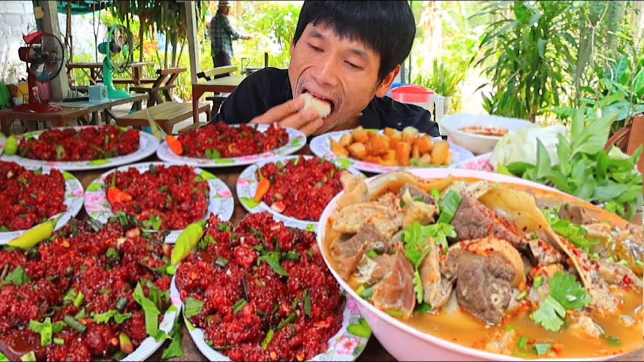 ต้มแซ่บก้อยขมย่างนมแกล้มพริกสดแซ่บคักอีหลีครับพี่น้องMUKBANG EATING SHOW#โก้อีสานพาแดก