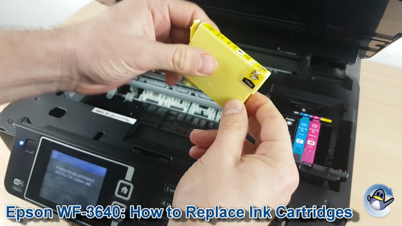 Epson Workforce WF-3640: как заменить чернильные картриджи