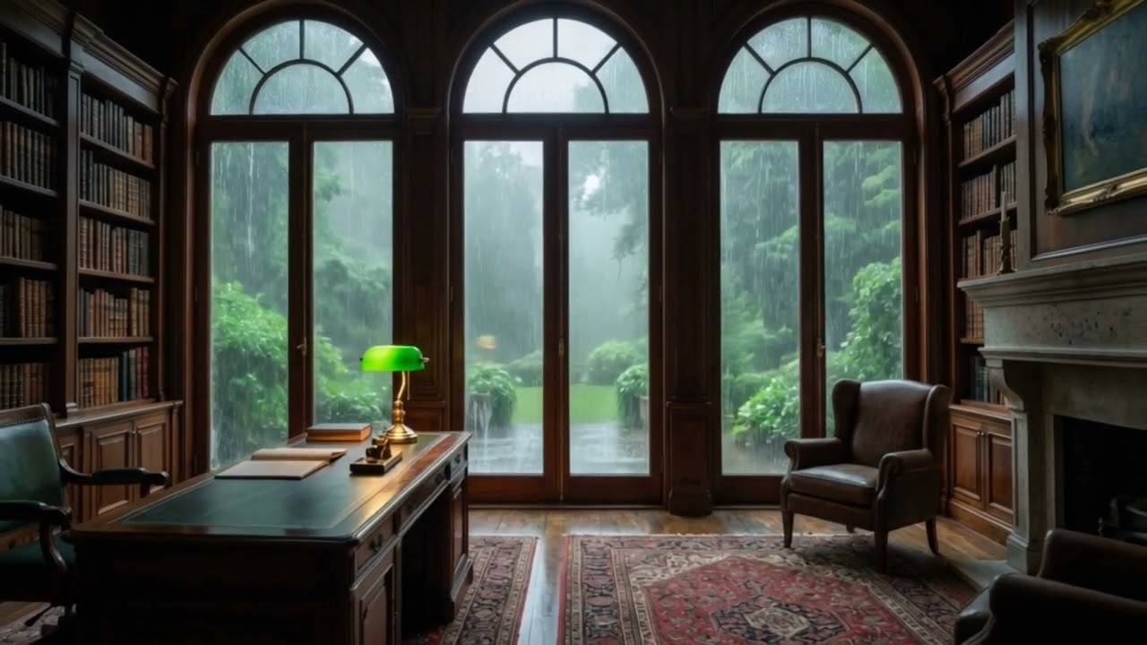 Rainy Library Ambience | 8 Hours of Deep Focus & Calm