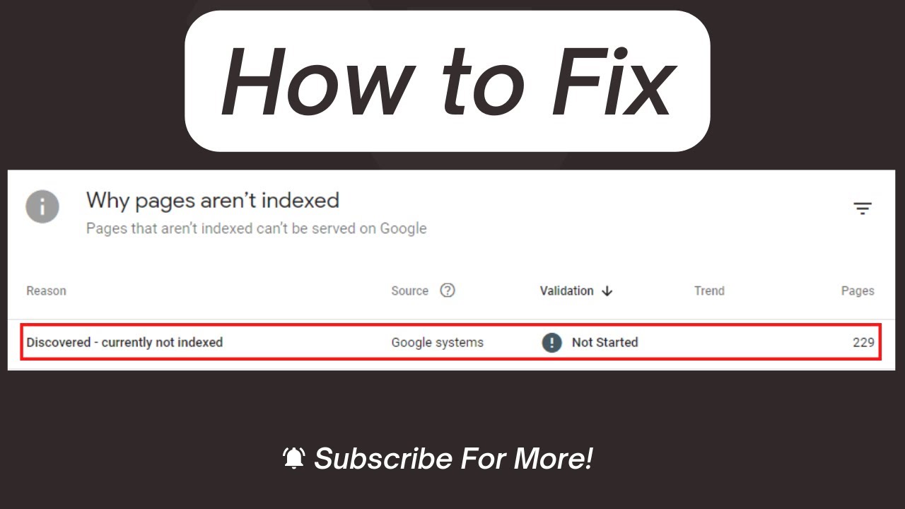 How to Fix Discovered &ndash; currently not indexed