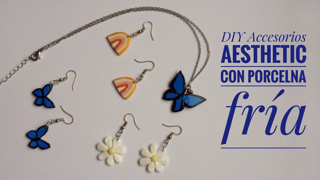 Hazlos tu mismo, Aretes y Dije estilo aesthetic con porcelana fría/DIY Accesorios Porcelana Fría