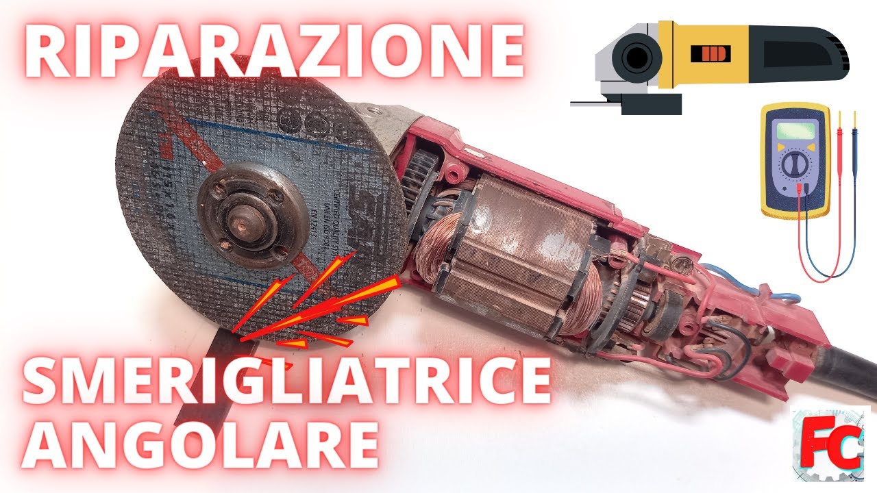 Riparazione smerigliatrice angolare con test completo indotto e statore