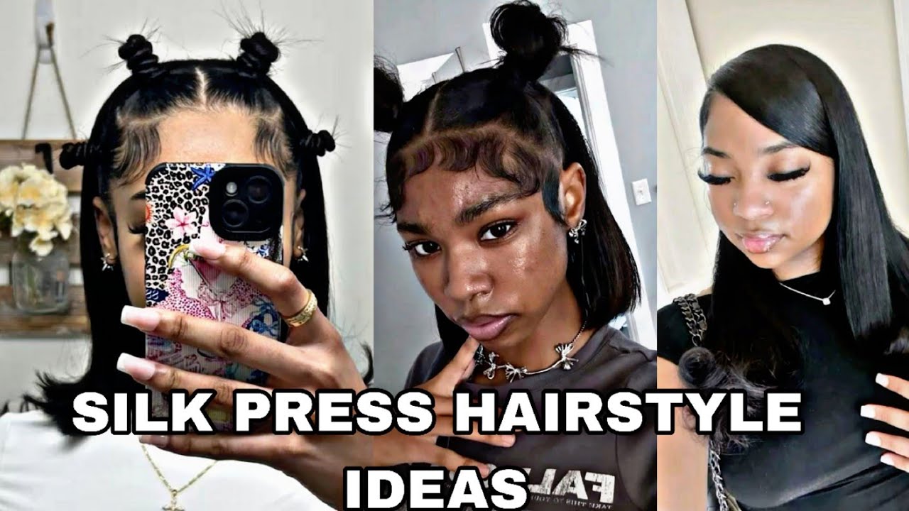 ИДЕИ ПРИЧЕСОК С ШЕЛКОВЫМ ПРЕССОМ|KELS♡!|#blackgirltiktok #silkpress