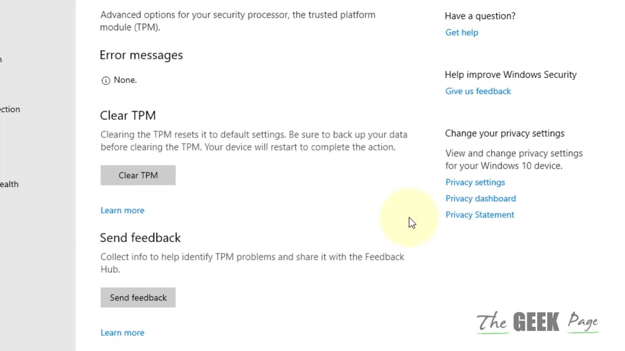 Как сбросить настройки TPM (доверенного платформенного модуля) на ПК с Windows