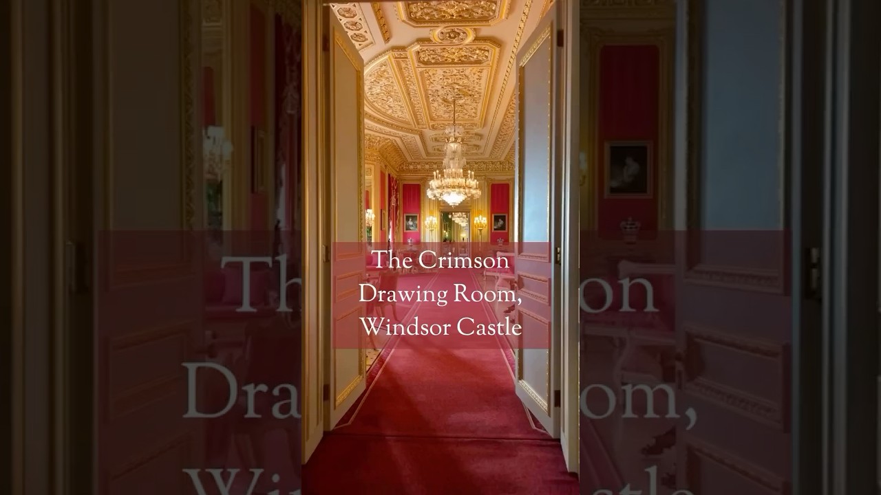 Walk through the Crimson Drawing Room, Windsor Castle