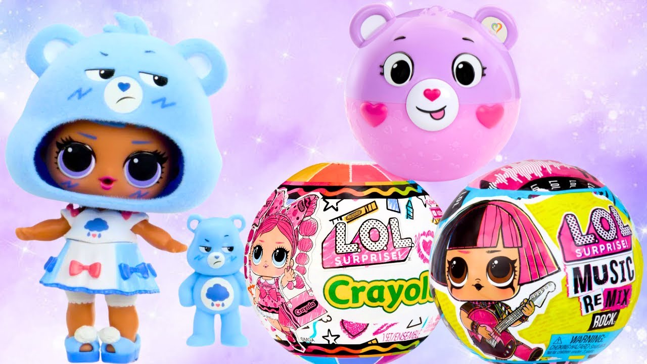 ASMR LOL Surprise Crayola Care Bears Music Remix Baby Dolls ASMR #unboxing