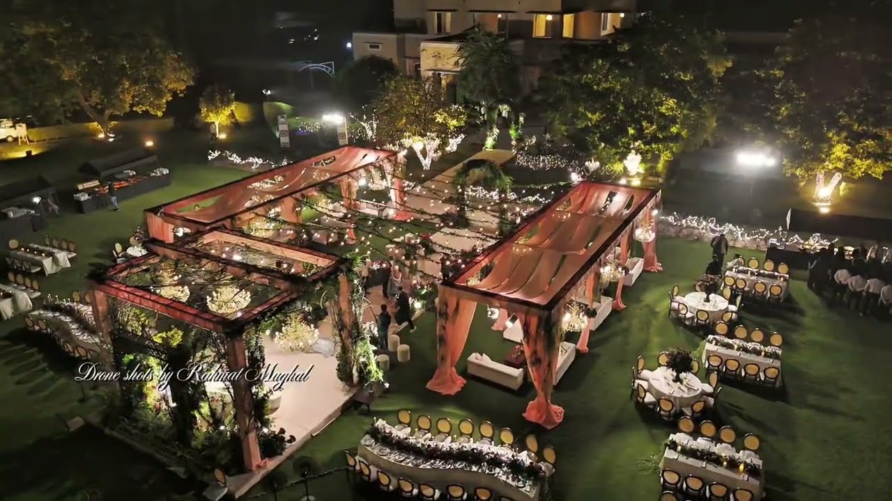 Luxury wedding event in Lahore Pakistan beautiful drone footage 4k quality 