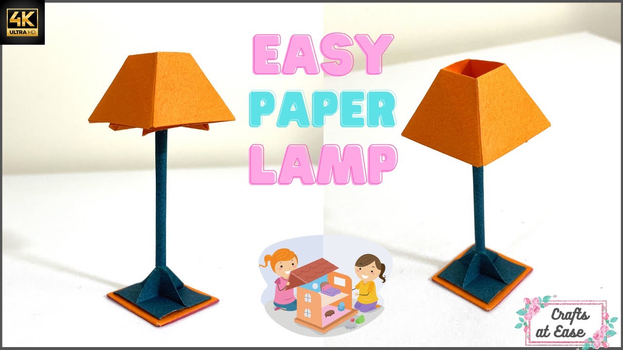 DIY MINIATURE LAMP | EASY ORIGAMI FLOOR LAMP | Dollhouse Furnitures | Eng Subtitles | Crafts At Ease