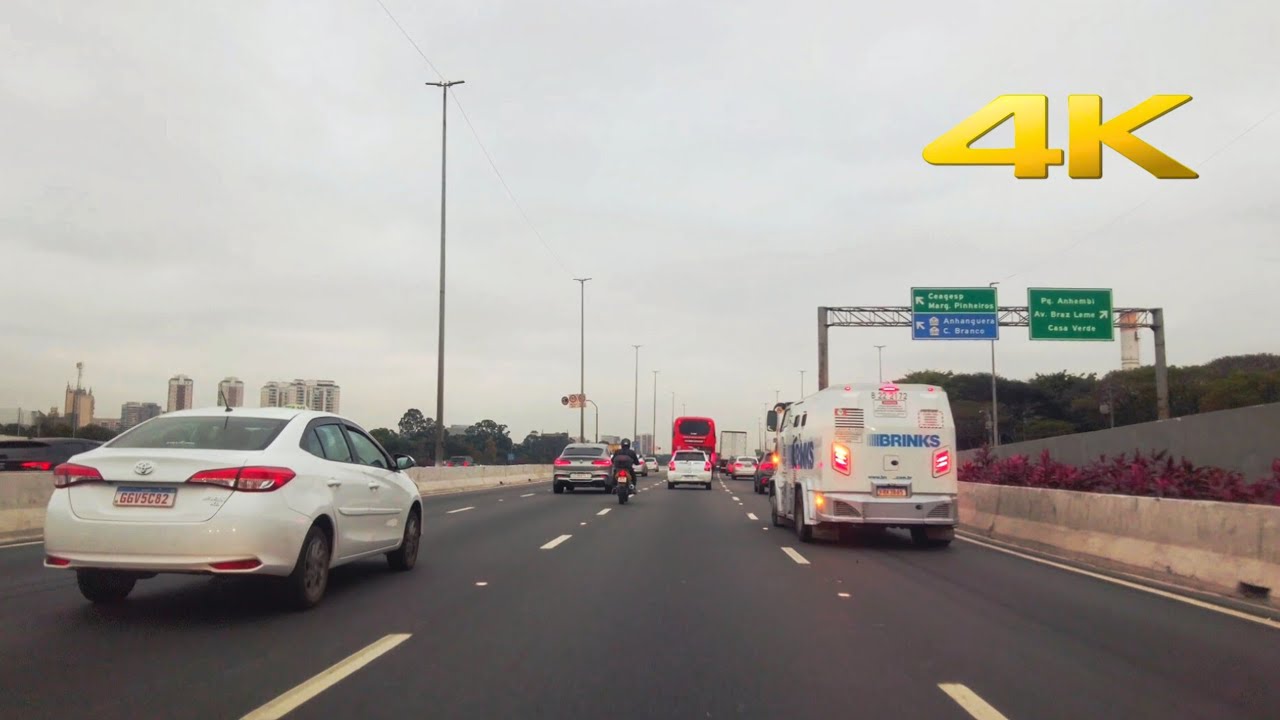 Marginal Tietê entre as Pontes Aricanduva e Freguesia do Ó em São Paulo SP 4K