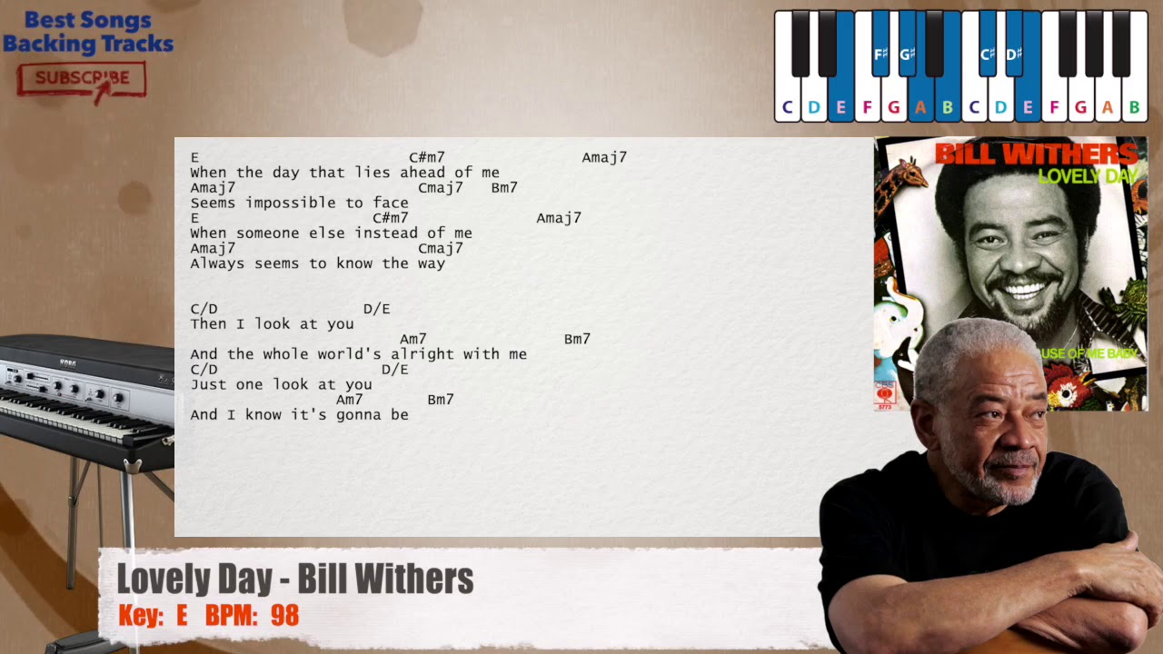 🎹 Lovely Day - Bill Withers Piano Backing Track with chords and lyrics