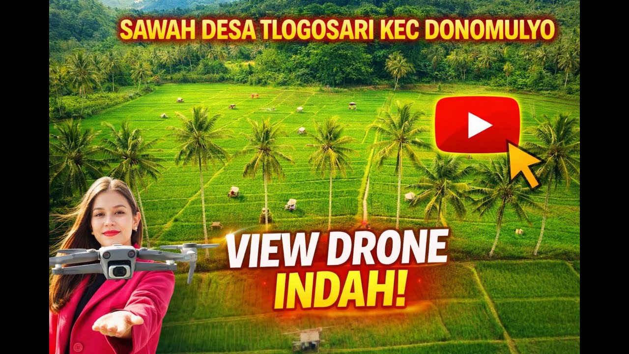 Sawah desa tlogosari kecamatan donomulyo malang drone video dji mini 4k