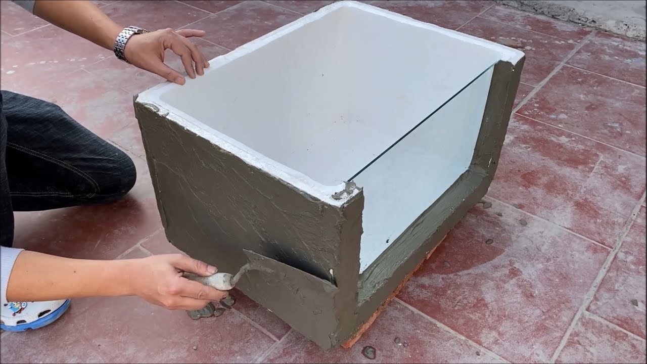 Great creative ideas with cement - Simple technique to make aquariums with foam boxes and cement