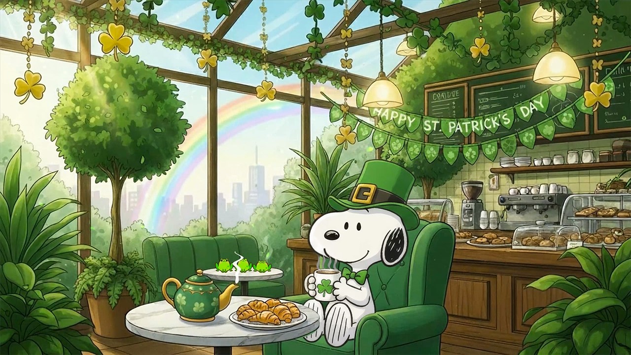 Snoopy’s St  Patrick's Day Café 🍀 Cozy Lofi Music Morning Vibes ✨ Soft Lofi to Relaxing & Focus