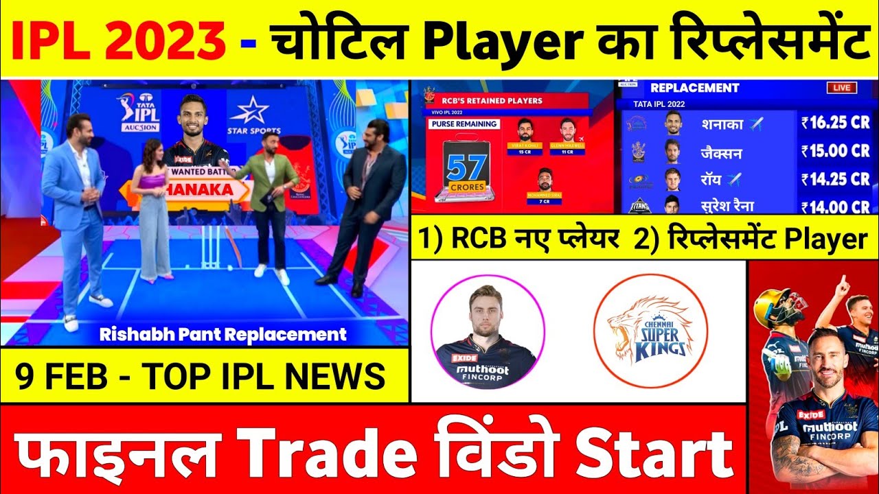 IPL 2023 - 10 Big News ( Gt Practice, Replacement Of Injured Players, Srh, Trade, Boult On Mi, Rcb )