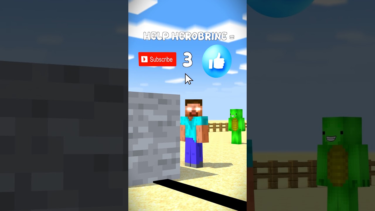 HELP Herobrine & Cozmo Punch A Stone VS JJ & Mikey (Minecraft Animation) #shorts #friendship #cozmo