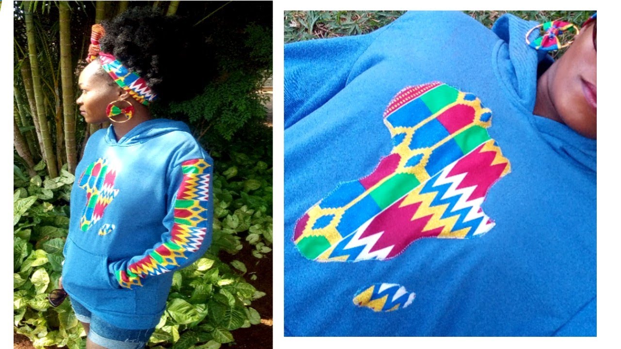 DIY African Print Map on Hooded Sweater
