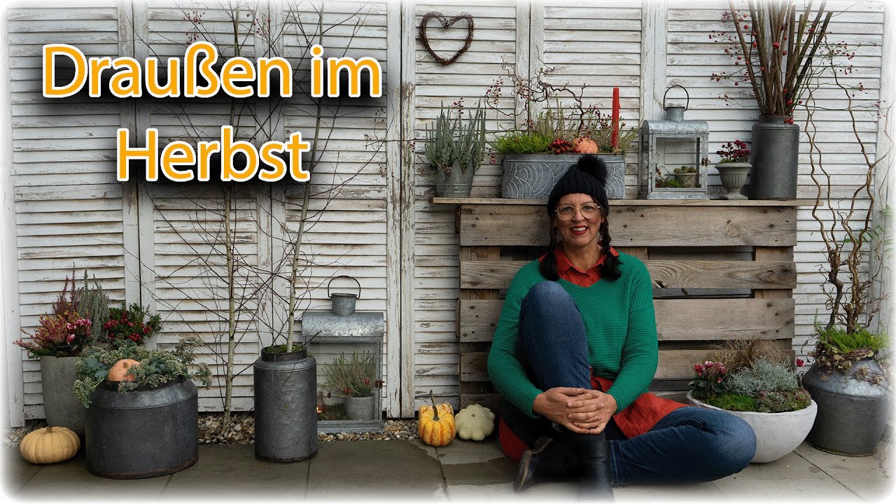 Herbstdeko auf der Terrasse🍁🍂Blumen und Dekorationen