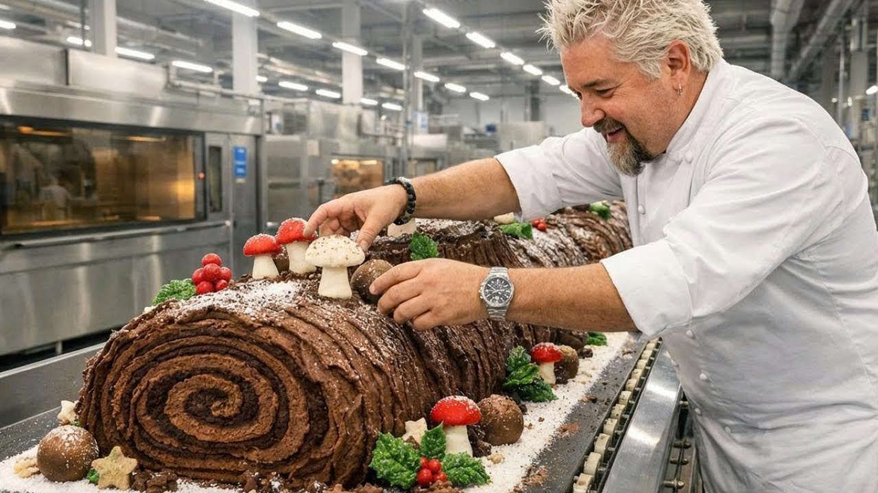 Inside the Yule Log Factory: A Timeless Christmas Dessert by Guy Fieri (Full Process)