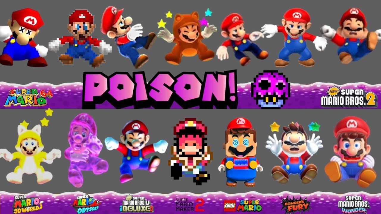 Evolution of Mario Dying In Poison Death Animation LEGO and GAME