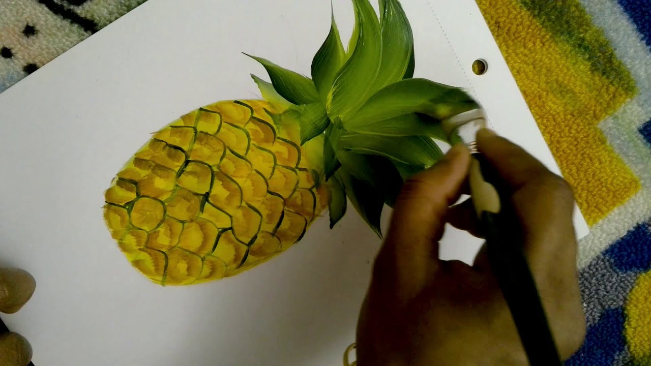 Easy Pineapple Acrylic Painting