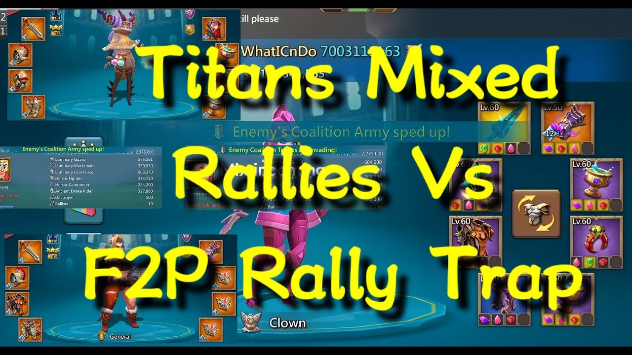 BloodBath In K202 Titans Mixed Rallies Vs F2P Rally Trap 8mil+ Kills | Lords Mobile