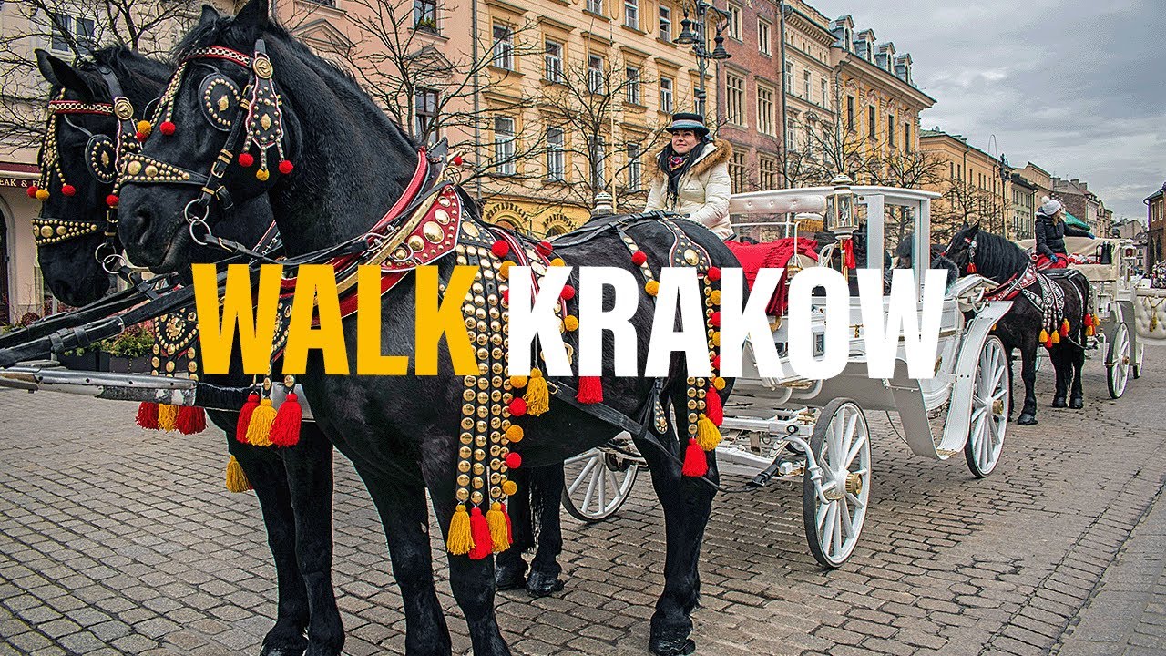 Evening Walk in Krakow Main Square, Poland