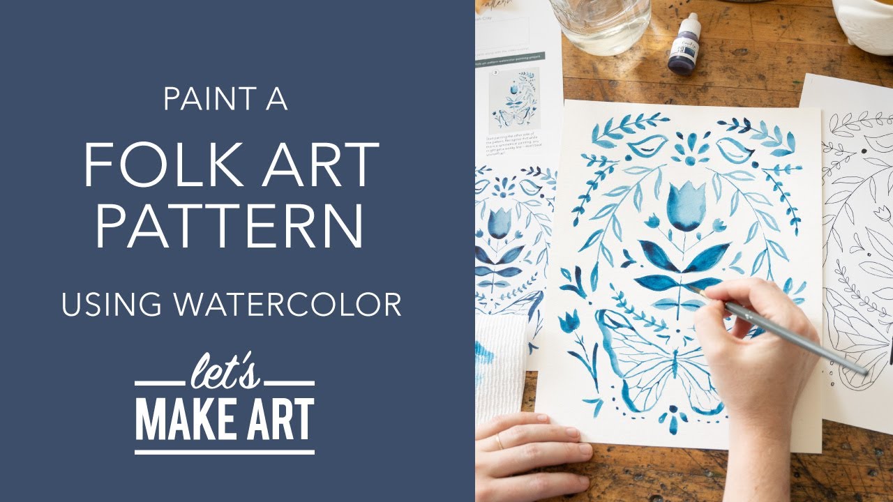 Let's Paint Folk Art Pattern | Easy Watercolor Painting by Sarah Cray of Let's Make Art