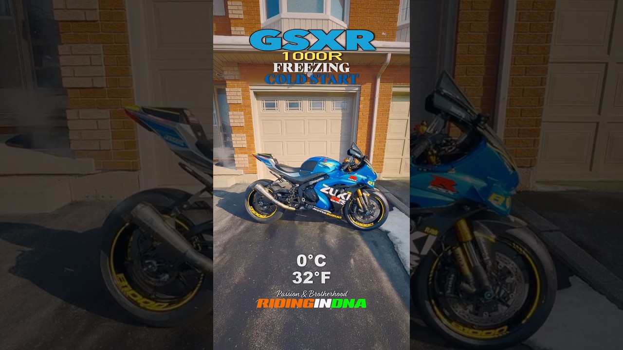 Suzuki GSX-R1000R FREEZING Cold Start at 0&deg;C #coldstart #supoerbike