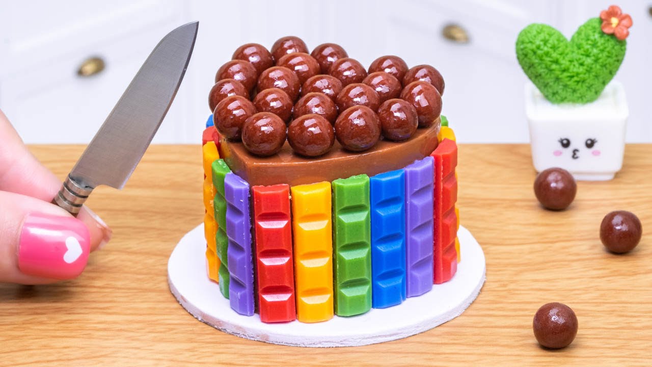 Mini Rainbow Cake Recipe With Chocolate 🌈 Satisfying Mini Heart Rainbow Cake 💞 Sweet Cakes