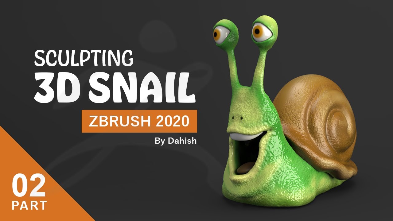How to Create and Paint a snail character in Zbrush 2020 Part_02 - عمل حلزون باستخدام زي برش