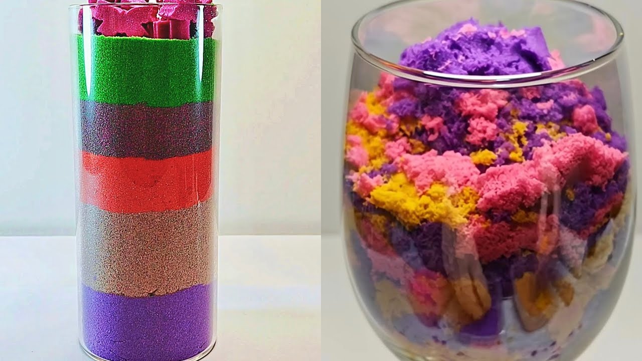 Satisfying Glass Filling & Cutting | Kinetic Sand ASMR (No Talking)