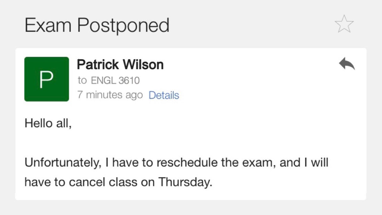 Exam Postponed